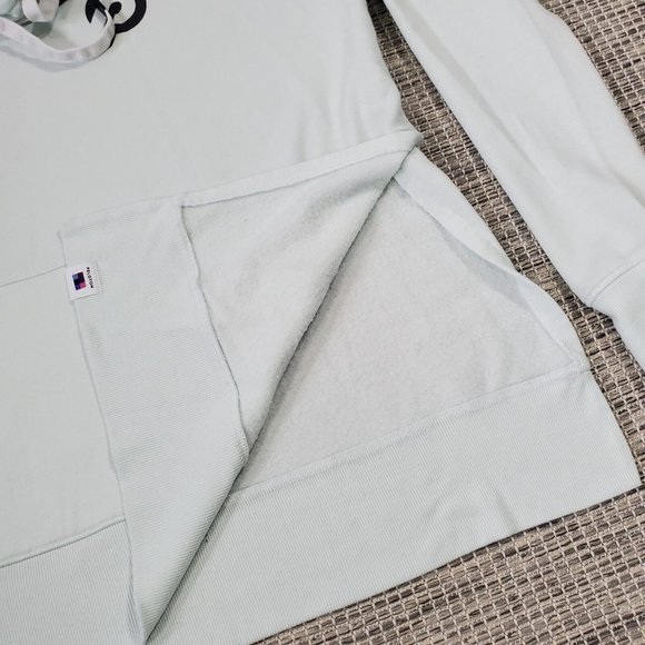 Peloton Cowl Neck Pullover Sweatshirt Womens Small Legacy Mint Green Side Slits - Picture 9 of 13